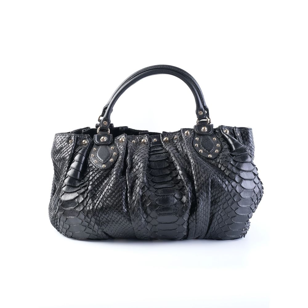 Excellent Gucci Black Leather Handbag with Studded Detail